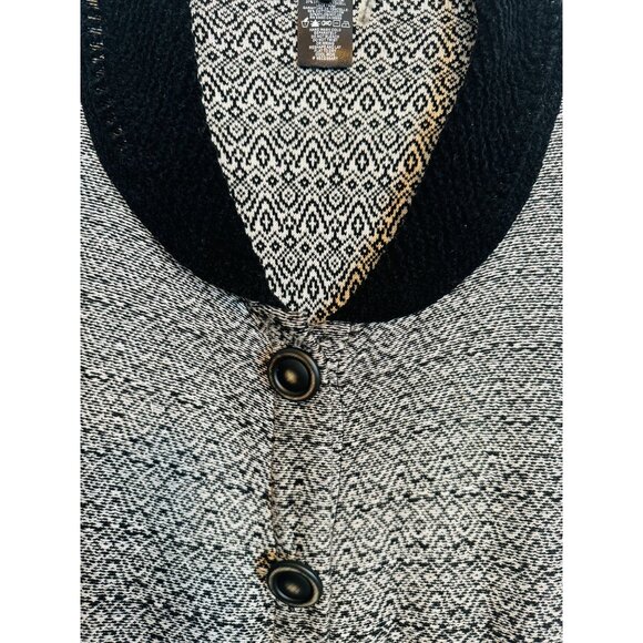 Zozo Medium Black Gray Black Lace Trimmed Knit Cardigan Tweed - Picture 4 of 9